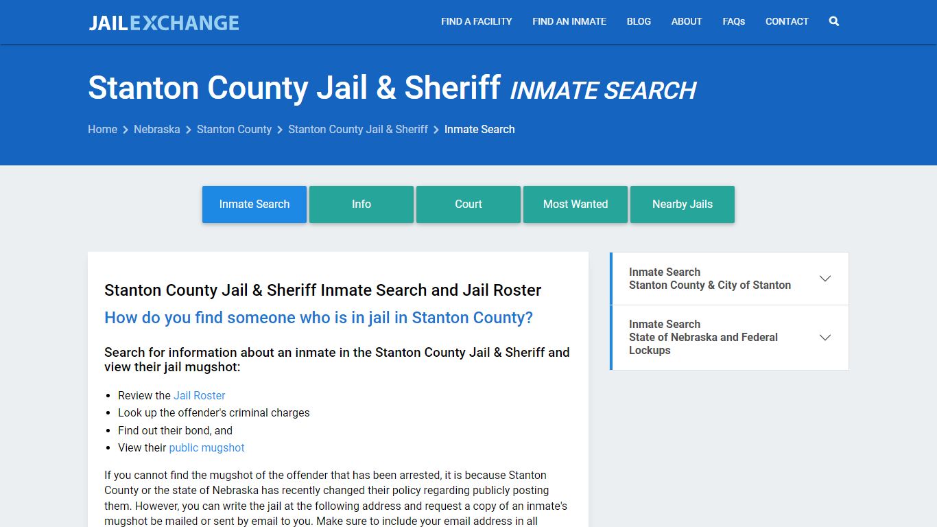 Stanton County Jail & Sheriff Inmate Search - Jail Exchange